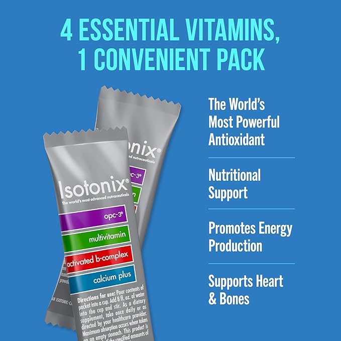 Isotonix Daily Essentials Packets – Antioxidant Supplements with OPC-3, Multivitamin, B-Complex & Calcium Plus – Gluten-Free, Non-GMO, Fast Absorption Vitamins for Energy, Immunity, and Bone Health
