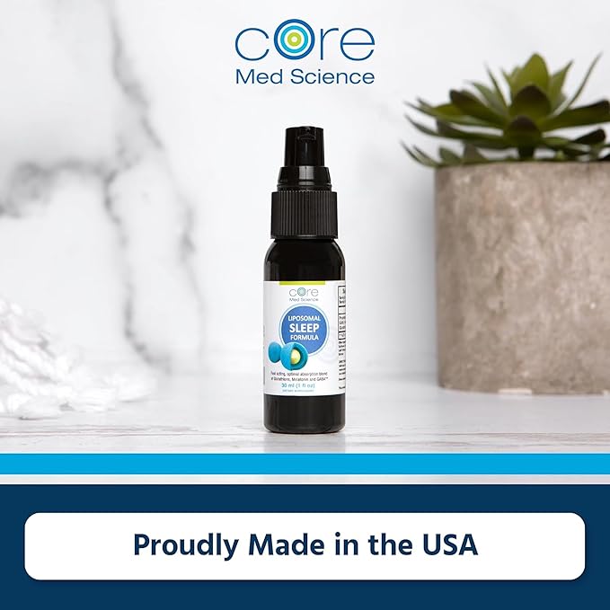 Liposomal Oral Sleep Spray Formula by Core Med Science, 1 Fl Oz - Melatonin Spray for Sleep & Relaxation - Glutathione, Melatonin, & GABA Sleep Aid Spray for Adults - Supports Restful & Quality Sleep
