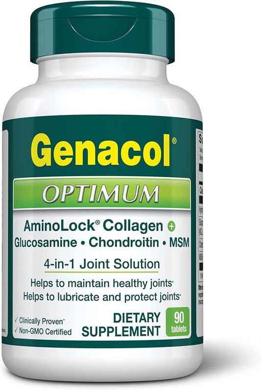 Genacol Optimum – Glucosamine, Chondroitin, MSM and Ultra-Hydrolyzed Collagen Tablets, Maintains Healthy Joints, Protects & Lubricate Cartilage, 90 Tablets (30-Day Supply)