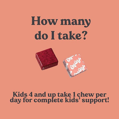 Chewsy Kids’ Multivitamin, Delicious Candy-Style Daily Vitamin Chews + Probiotics + Superfoods, Wild Berry Flavor Chewable Fruity Supplement Chews, Individually Wrapped, Easy to Enjoy, 30-Day Supply