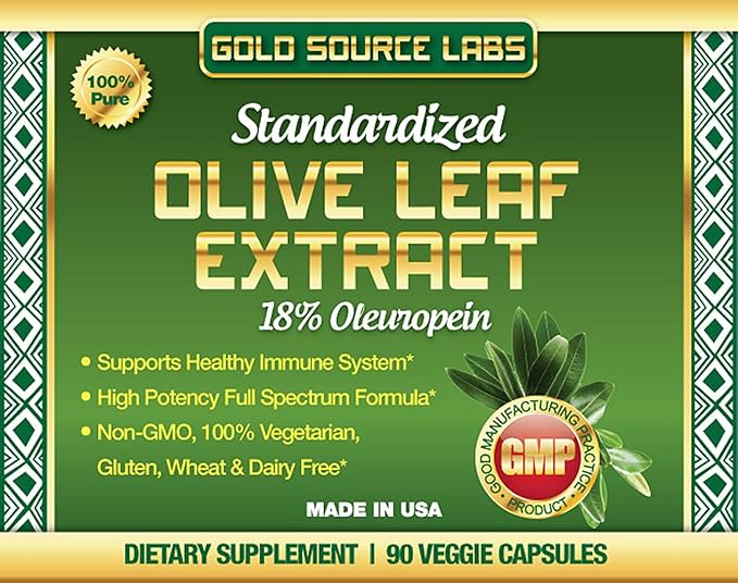 Organic Olive Leaf Extract Capsules - Pure Organic Olive Leaf Plus Standardized Oleuropein Extract, 90 Vegetarian Caps, 400 mg Maximum Strength Complex for Immune Health