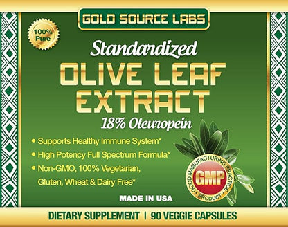 Organic Olive Leaf Extract Capsules - Pure Organic Olive Leaf Plus Standardized Oleuropein Extract, 90 Vegetarian Caps, 400 mg Maximum Strength Complex for Immune Health