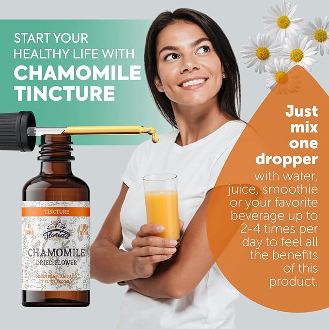 Chamomile Tincture, Organic Chamomile Extract (Matricaria Recutita) Flowers