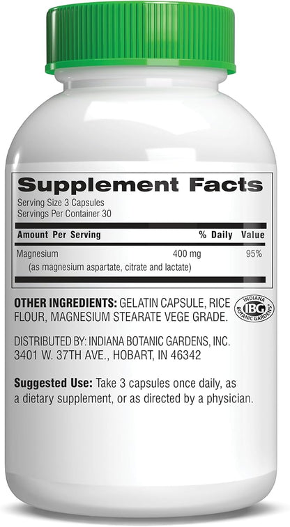 Botanic Choice Triple Magnesium Advantage - Magnesium Aspartate Citrate & Lactate Complex Supplement for Nerve, Digestive, Muscular & Heart Health for Men & Women (90 Capsules)