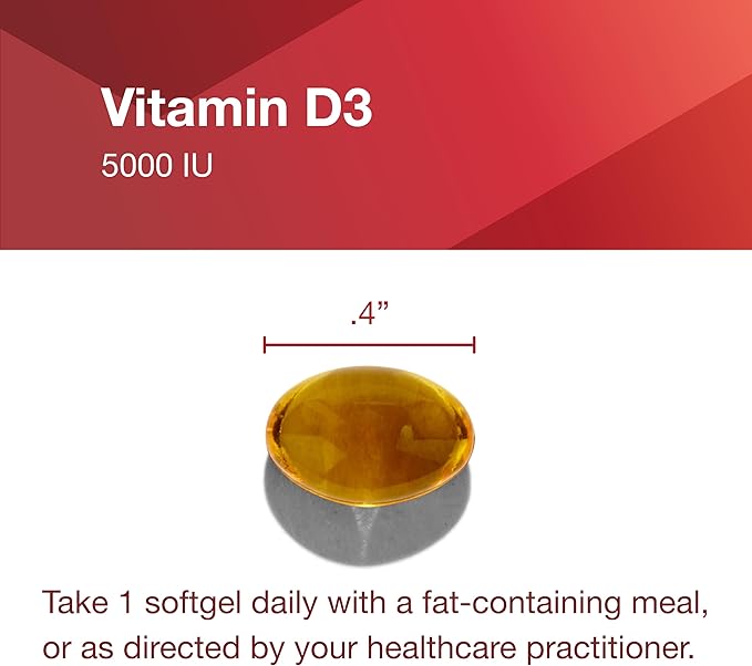 PROTOCOL FOR LIFE BALANCE - Vitamin D3 5000 IU (High Potency) Supports Calcium Absorption, Bone and Dental Health, Immune System Function, Nervous System, and Cognitive Function - 120 Softgels