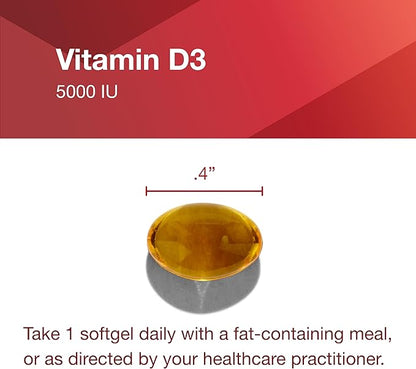PROTOCOL FOR LIFE BALANCE - Vitamin D3 5000 IU (High Potency) Supports Calcium Absorption, Bone and Dental Health, Immune System Function, Nervous System, and Cognitive Function - 120 Softgels