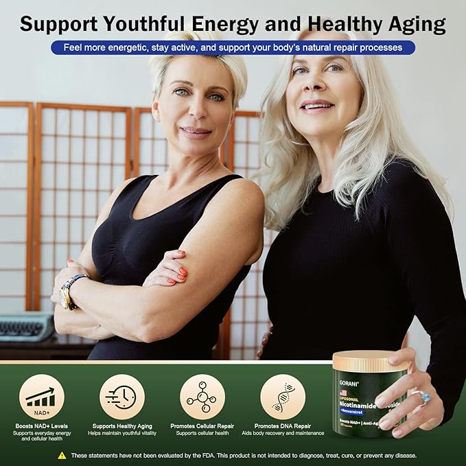 Gorani NAD+ Supplement 900MG, Nicotinamide Riboside, Liposomal Resveratrol, Quercetin - MNM Resveratrol Supplement (2)