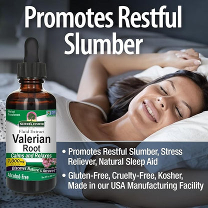 Nature's Answer Valerian Root 2 Ounce Extract - Alcohol-Free, Gluten Free, Kosher, Non-GMO, Made in USA - Calming & Relaxation Support - Valerian Root for Sleep, Rest Aid