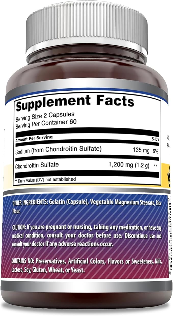 Amazing Formulas Chondroitin Sulfate 1200 mg Per Serving Supplement | Capsules | Non-GMO | Gluten Free | Made in USA (120 Count)