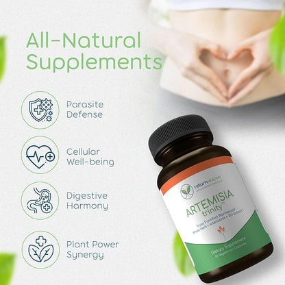 Artemisia Trinity | Cleansing for Adults with Wormwood Herb & Artemisinin 30:1 Extract | Resistance & Digestive Support | Herbal Supplements | Pure, Plant-Based, 90 Caps
