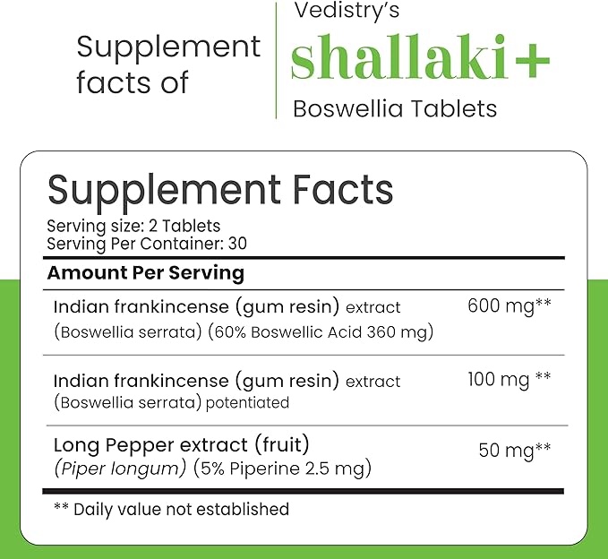 Shallaki+ 700mg Boswellia serrata & Long Pepper Tablets | 60 Tablets | Joint Health, Mobility & Flexibility Support | Vegan Herbal Supplement | Pack of 1