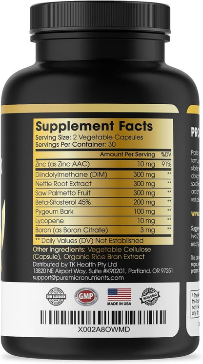 Pure Micronutrients Advanced Prostate Health Supplement - Saw Palmetto, Beta-Sitosterol, Stinging Nettle Root, & Lycopene - for Bladder Control & Urinary Support Supplements for Men