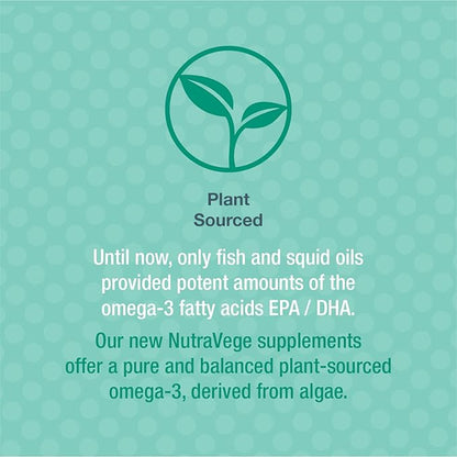 Nature's Way NutraVege Plant Based Omega-3, Heart Health and Eye and Brain Function*, 30 Vegan Softgels