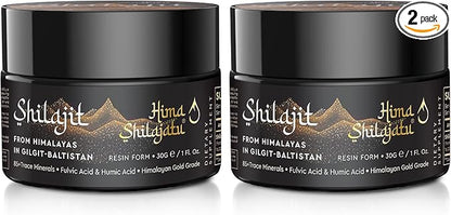 Shilajit Pure Himalayan Shilajit Resin - Gold Grade 100% Pure Shilajit with Fulvic Acid & 85+ Trace Minerals Complex for Energy & Immune Support, Pack of 2 (4 Months Supply)