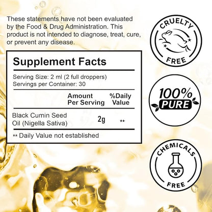 Black Seed Oil Organic Cold Pressed - 2Pack, 100% Pure and Natural Liquid, Enriched with High TQ & Dynamic Harmony of Omegas 3 6 9, Hair Growth, Skin Cares, Nourishes and Hydrates Hair, 4.04 Oz