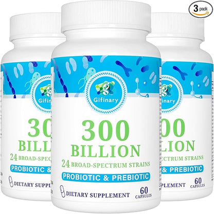 Probiotics for Women and Men, 300 Billion CFU, 24 Strains Probiotics with 15 Organic Herbs probiotics Blend, Probiotic Supplement for Digestive Gut Immune & Whole-Body Health -6 Month Supply