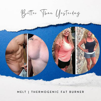 MELT - Best Thermogenic Fat Burner for Men & Women - Appetite Suppressant Pills for Fast Weight Loss - Energy Booster and Mental Focus Supplement - Diet Pills That Work - 60 caps