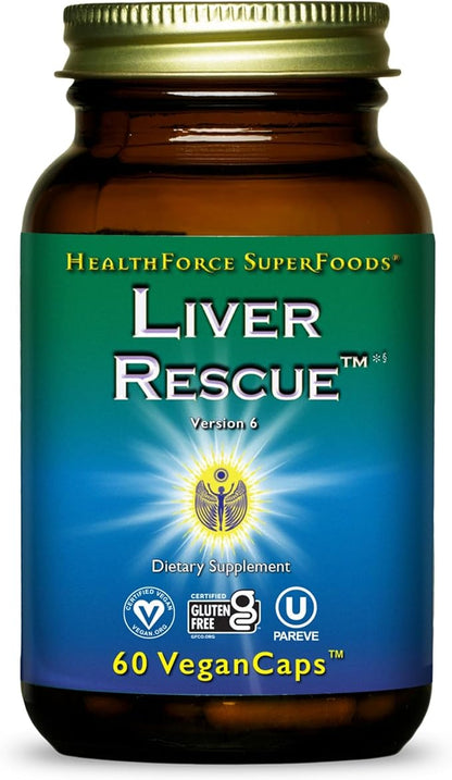 HealthForce SuperFoods Liver Rescue - Natural Liver Cleanse - with Milk Thistle & Dandelion Root - Gluten-Free & Vegan - 60 Capsules