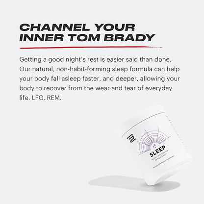 TB12 Sleep - Sleep Supplement with Magnesium, L-Theanine, Chamomile, GABA, and Melatonin to Fall Asleep Faster, Promote Relaxation, and Improve Sleep Quality. Stress and Mood Nightly Support