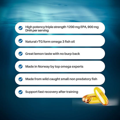 Super Omega-3 Max Fish Oil | 2400 mg Omega 3 | High Potency with EPA and DHA | Lemon Flavor 30 Servings