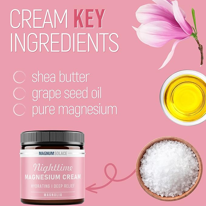 Magnesium Cream – Magnesium Chloride Cream – Topical Magnesium Cream for Nighttime (Magnolia)