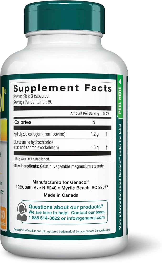 Genacol Glucosamine and Collagen Joint Supplement Glucosamina Colageno | Lubricates, Protects and Maintains Heathy Joints | Relieves Joint Discomfort Plus 180 Capsules