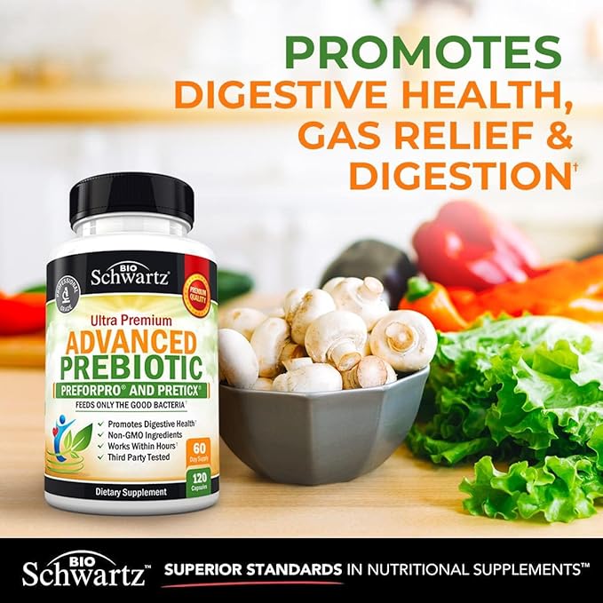 Advanced Prebiotics for Digestive Health - Fast Acting Gut Health Supplement with Clinically Validated Prebiotics for Women & Men for Healthy Gut Flora Bloating & Immune Support - 2 Month Supply