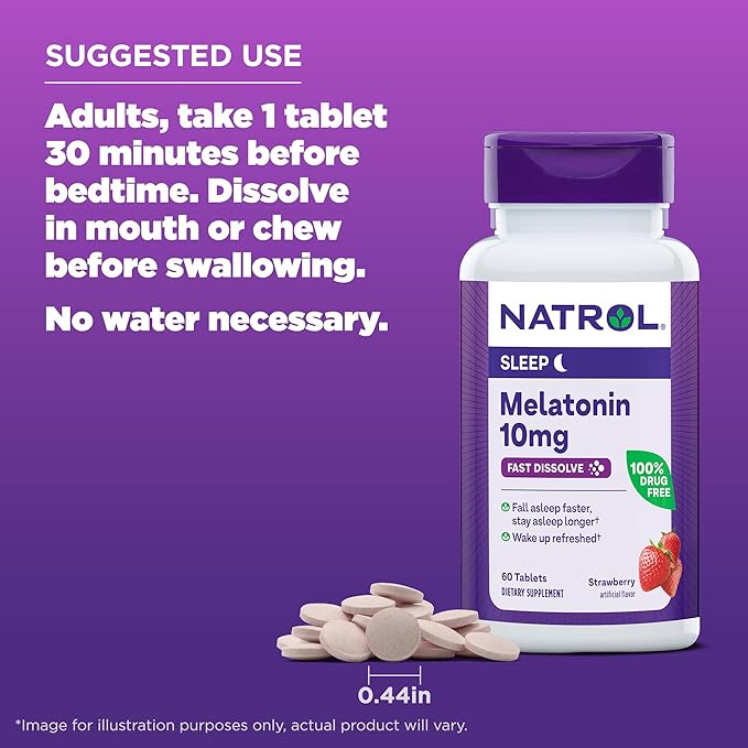 Natrol 10mg Fast Dissolve Melatonin Tablets Strawberry Flavor