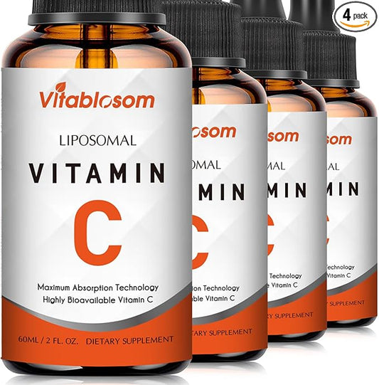 Liposomal Vitamin C 2000mg Liquid for Adults, High Absorption VIT C, Maximize Vitamin C, for Immune System & Antioxidant, 60ML (4 Bottles)