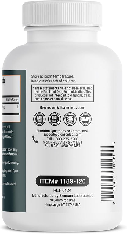 Bronson Magnesium 500 MG Supports Bone & Muscle Health & Nervous System Support - Non-GMO, 120 Vegetarian Tablets