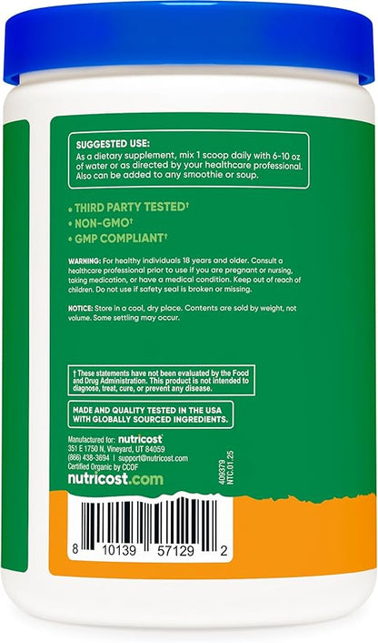 Nutricost Organic Super Greens Powder (30 Servings) Orange Sunrise Flavor - Superfood Supplement Drink Mix