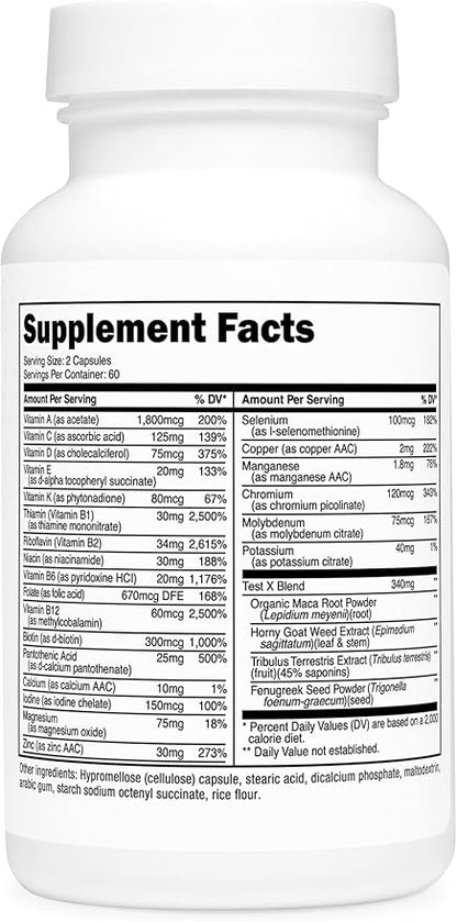 Type Zero Multivitamin Capsules for Men (120 Capsules) (1200 mg) - Gluten-Free, 60 Servings