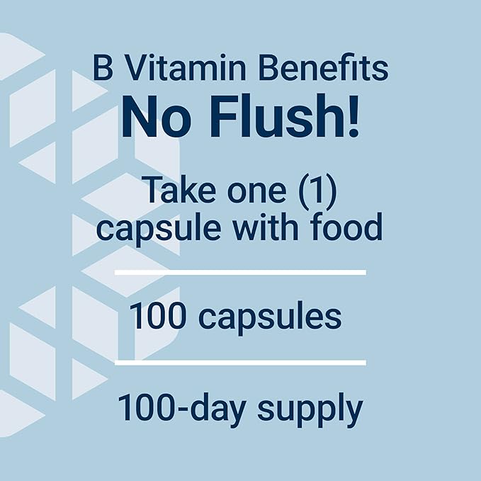 Life Extension No Flush Niacin, B3 for Heart Health, Cholesterol & Energy Support, Non-GMO, Gluten-Free, 100 Capsules