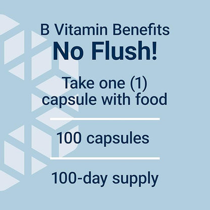 Life Extension No Flush Niacin, B3 for Heart Health, Cholesterol & Energy Support, Non-GMO, Gluten-Free, 100 Capsules