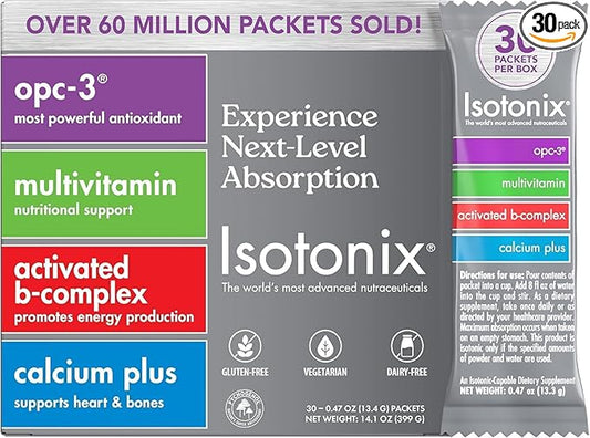 Isotonix Daily Essentials Packets – Antioxidant Supplements with OPC-3, Multivitamin, B-Complex & Calcium Plus – Gluten-Free, Non-GMO, Fast Absorption Vitamins for Energy, Immunity, and Bone Health