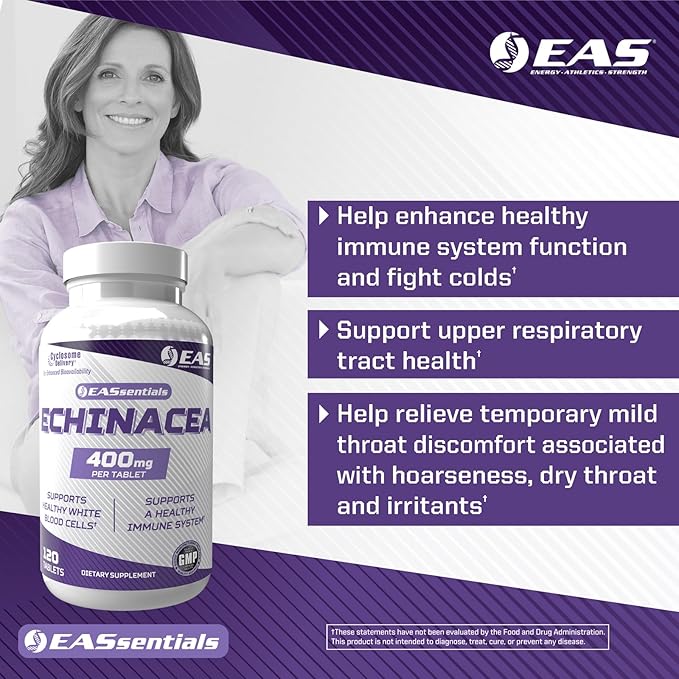 Experimental and Applied Sciences Echinacea 400mg | Tri Blend Formulation | Immune & Respiratory Support | Gluten Free, Non GMO | Better Absorption with Cyclosome Delivery | 120 Tablets