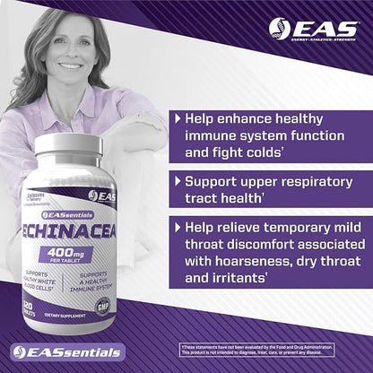Experimental and Applied Sciences Echinacea 400mg | Tri Blend Formulation | Immune & Respiratory Support | Gluten Free, Non GMO | Better Absorption with Cyclosome Delivery | 120 Tablets