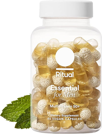 Ritual Multivitamin for Men 50+, Vegan, with Zinc, Vitamin A and D3 for Immune Function Support*, Omega-3 DHA, B12, K2, Gluten Free, Non-GMO, Mint Essenced, 30 Day Supply