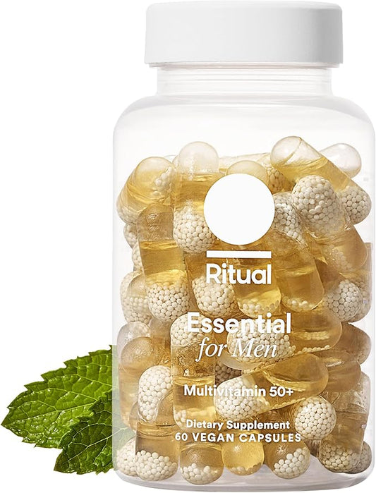 Ritual Multivitamin for Men 50+, Vegan, with Zinc, Vitamin A and D3 for Immune Function Support*, Omega-3 DHA, B12, K2, Gluten Free, Non-GMO, Mint Essenced, 30 Day Supply