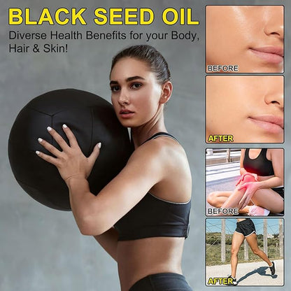 2 Pack Black Seed Oil Organic Cold Pressed,100% Pure & Natural Liquid Black Seed Oil Cold Pressed Glass Bottle 60ML for Skin Cares, Nourishes and Hydrates Hair