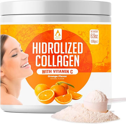 AV Orange Hydrolyzed Grass Fed Collagen with Vitamin C | Powder Supplement | Non-GMO Verified – 198gr