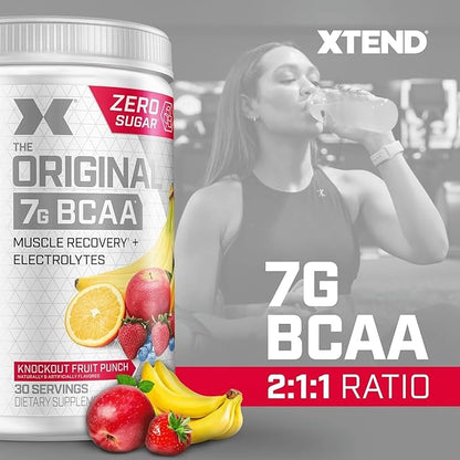 XTEND Original BCAA Powder 7g BCAA and 2.5g L-Glutamine, Sugar Free Post Workout Muscle Recovery Drink with Amino Acids for Men & Women, 30 Servings