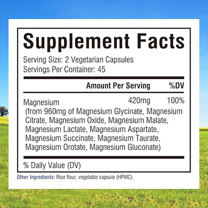 Innate Vitality 10-in-1 Magnesium Complex, 420mg Elemental Mag per Serving, 100% DV, High Potency, Full Spectrum, Non-GMO, Digestion, Energy Support, 90 Vegan Caps