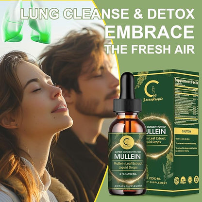 Mullein Drops for Lungs - Lung Cleanse & Detox - Vegan Mullein Leaf Extract Liquid Tincture, Support for Respiratory, Immune, Digestive System, Natural Herbal Supplement, Non-GMO,2 FL OZ