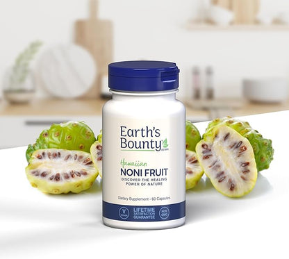 Earth's Bounty Hawaiian Noni Fruit Capsules - 60 Veggie Caps - Healthy Immune System & Joint Health Support - 100% Natural & Pure Noni - Vegetarian