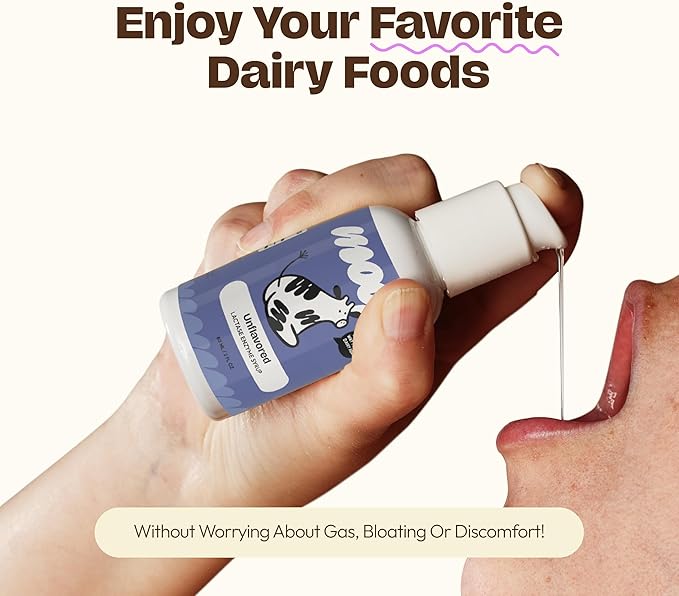 Lactase Enzyme Drops 2oz – Delicious Unflavored Flavor – 10,000 FCC Units for Fast Acting Dairy Relief – Customizable Dosing for Lactose Intolerance – Portable Twist-to-Lock Pump