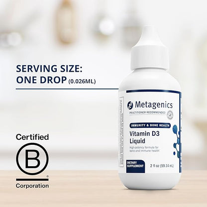 Metagenics Vitamin D3 Liquid - 2 fl oz - Liquid Vitamin D3 - Bone Health & Immune Support* - Suitable for Kids - 2,275 Servings