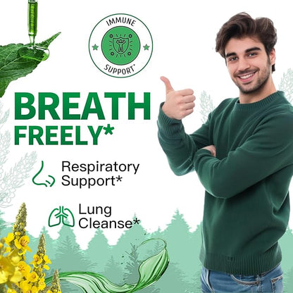 120ml Mullein Leaf Tincture - Lung Cleanse - Vegan Lung Detox - Respiratory Health and Immune Support Drops - Natural Supplement Liquid Extract 4 fl.oz.Chlorophyll