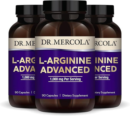 Dr. Mercola L-Arginine Advanced, 30 Servings (90 Capsules), 1,000 mg Per Serving, Dietary Supplement, Supports Energy Production, Non-GMO
