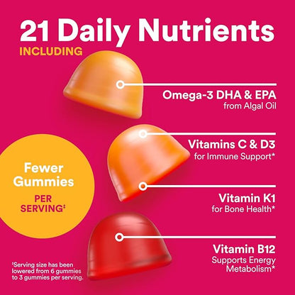 SmartyPants Women's Multivitamin Gummies - Improved Formula: Omega 3 (DHA/EPA), Methylfolate, CoQ10, Vitamin D3, C, Vitamin B12, B6, A, K & Zinc, Inositol, Gluten Free, 90 Count (30 Day Supply)